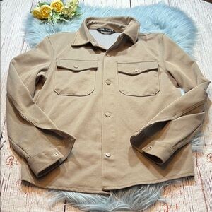 Zara Beige Shirt Jacket Shacket Sz S